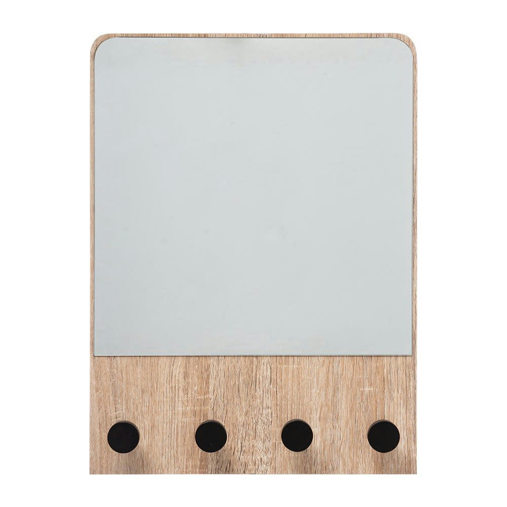 - Miroir mural 4 patères bois naturel
