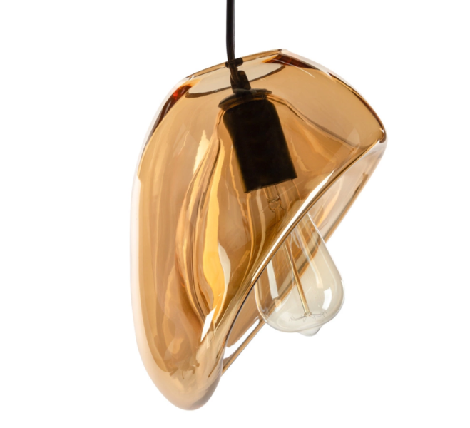 Lampa Wisząca RONIN Bursztynowa Łza Kropla Nieregularny Loft Design