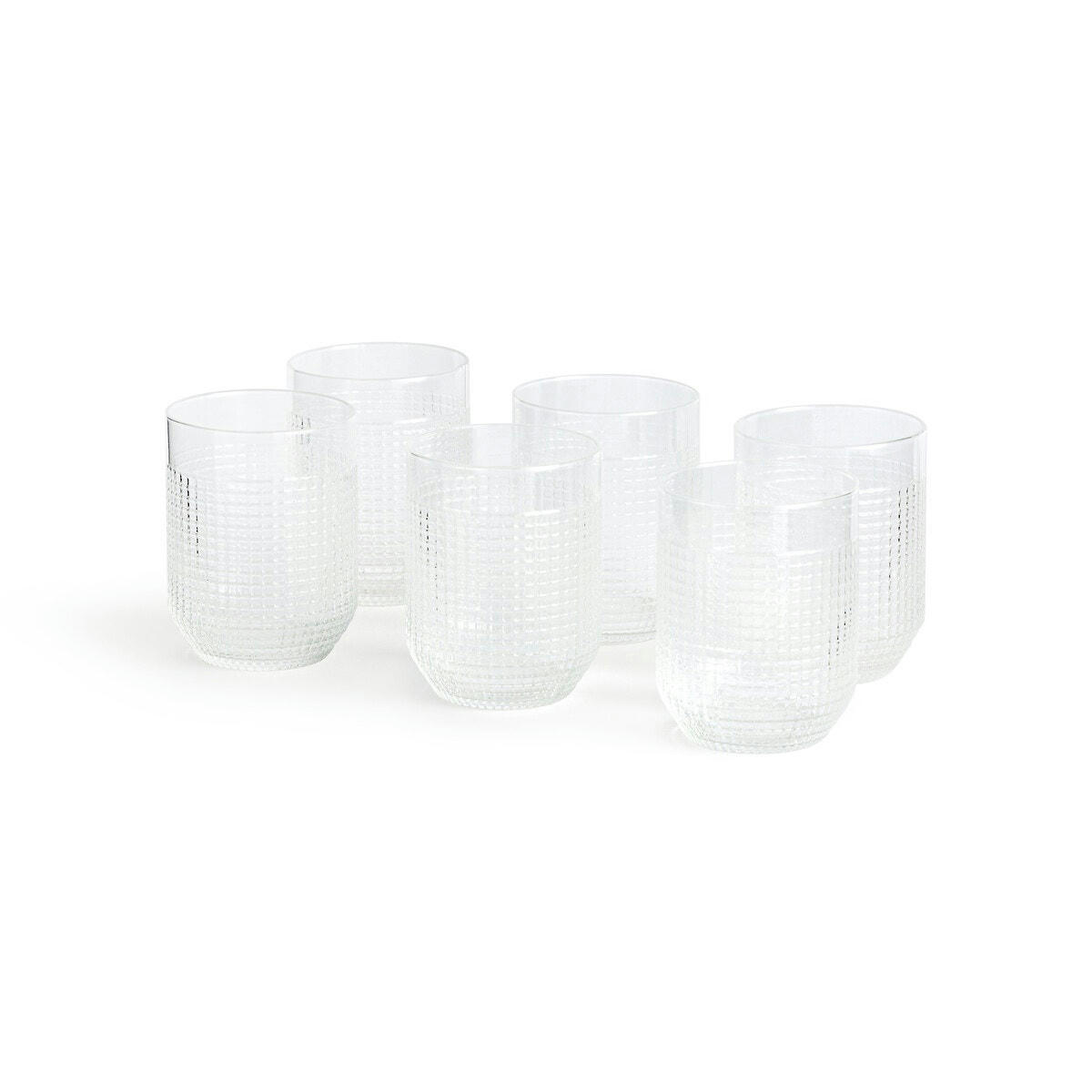 Lot de 6 gobelets droits en verre reliéfé, Weffle