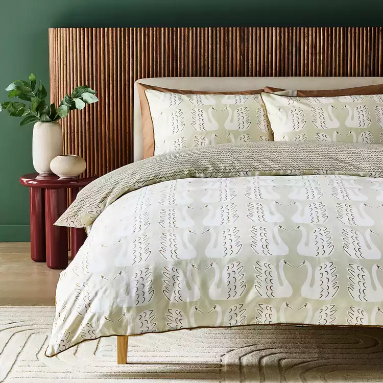 Habitat x Scion Cotton Swim Swam Swan Bedding Set - Single