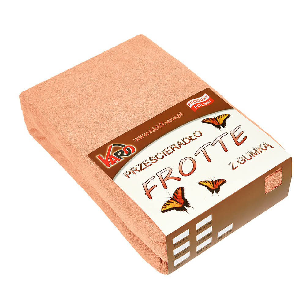 Prześcieradło frotte z gumką 90x200 morelowe 007 KARO