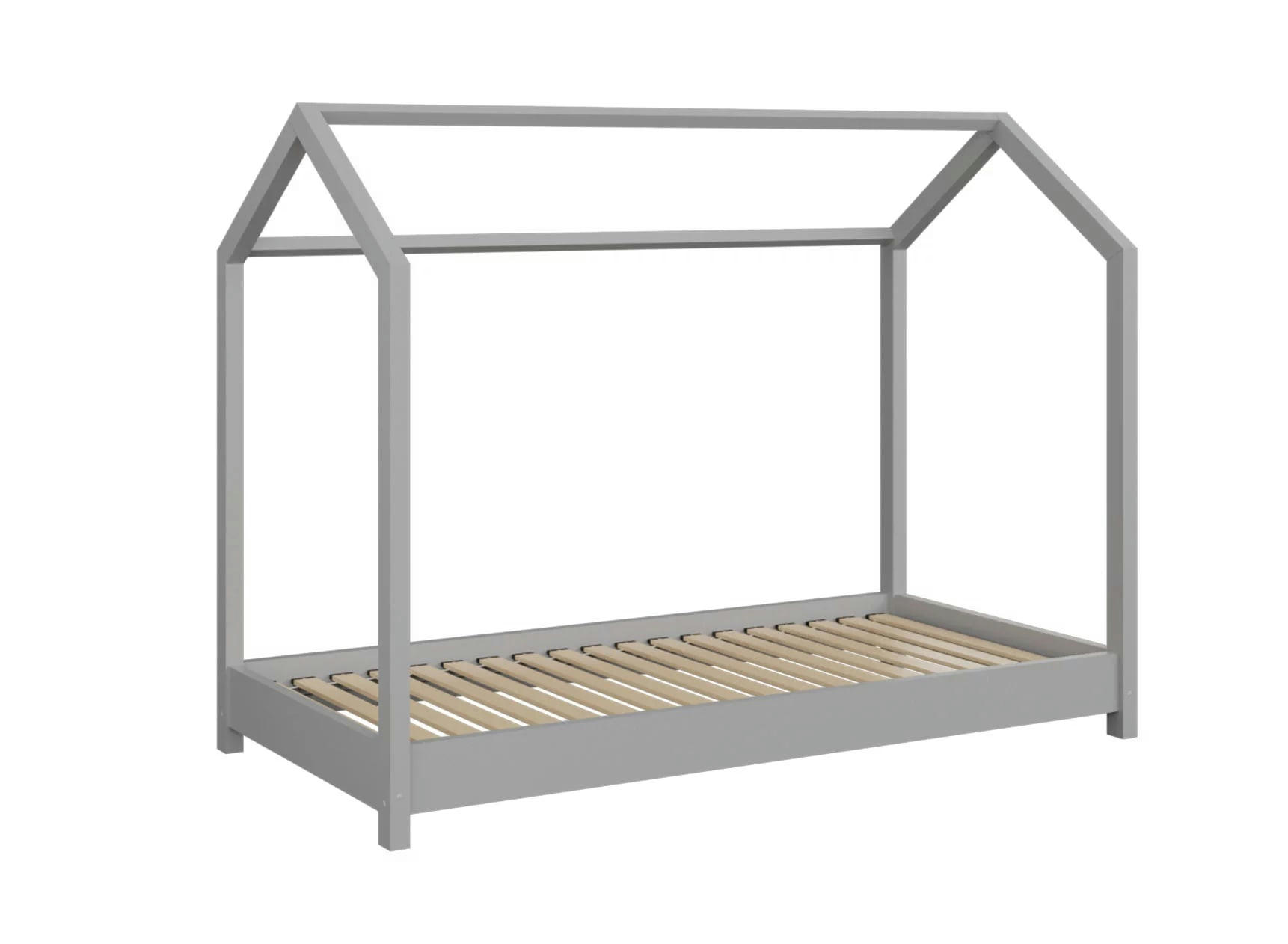 AXEL - Lit cabane 90x200 en pin massif Gris