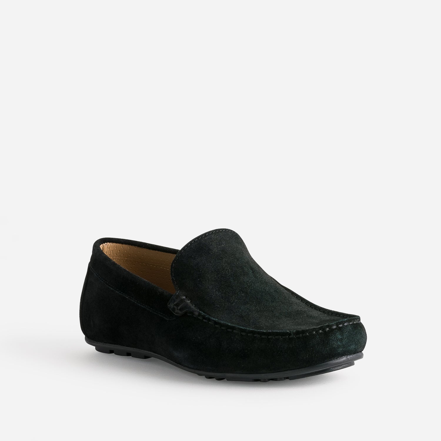 Mocassin noir en cuir velours