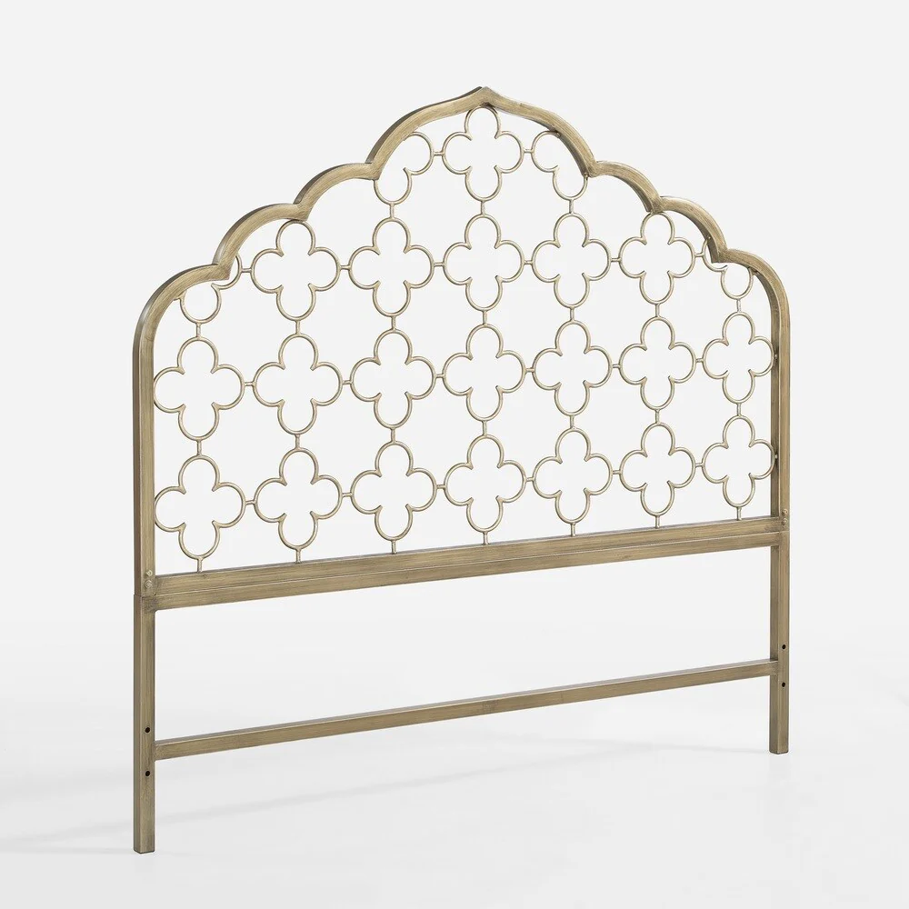 Moroccan Quatrefoil Brushed Gold Queen-size Headboard