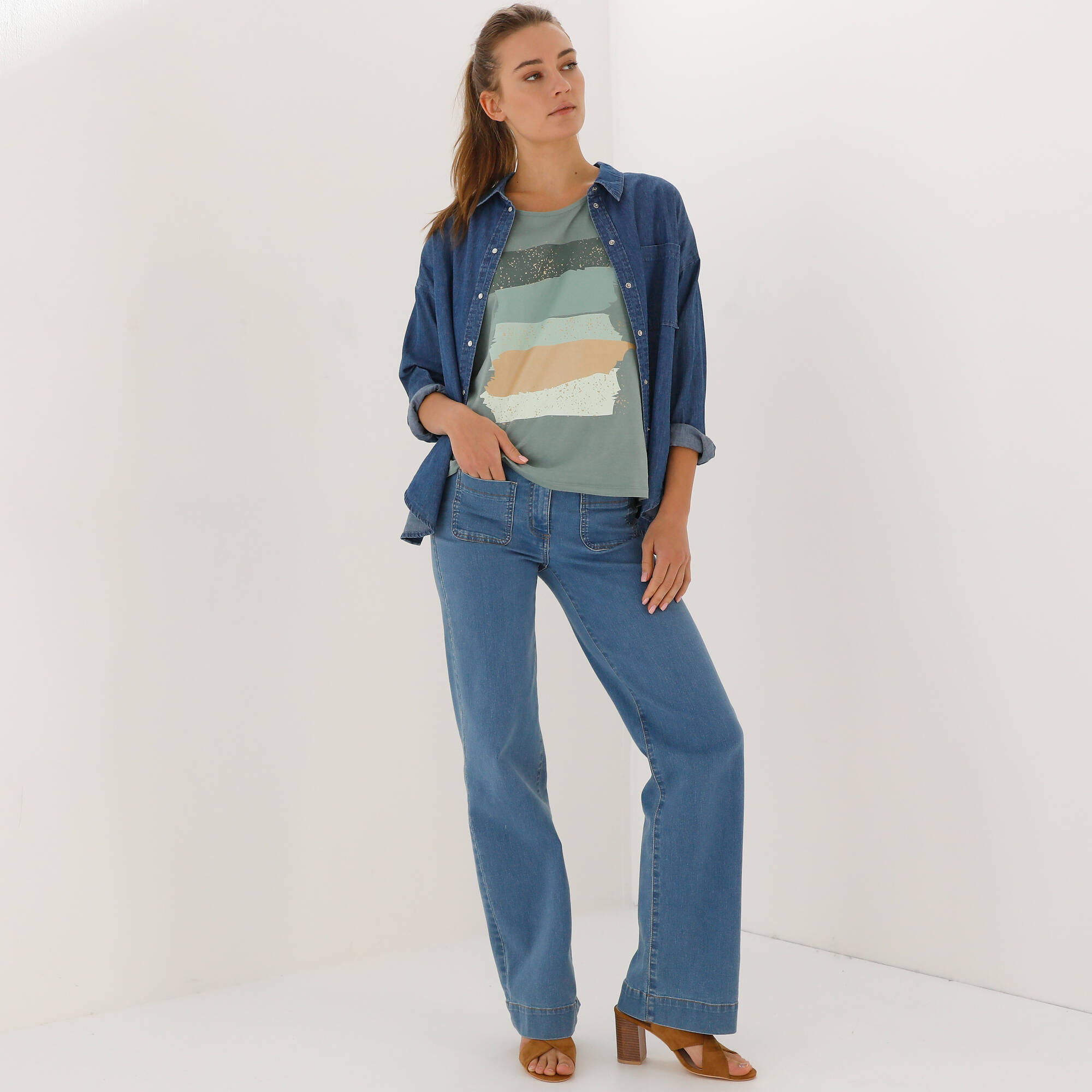 T-shirt boite imprimé "arty", maille jersey