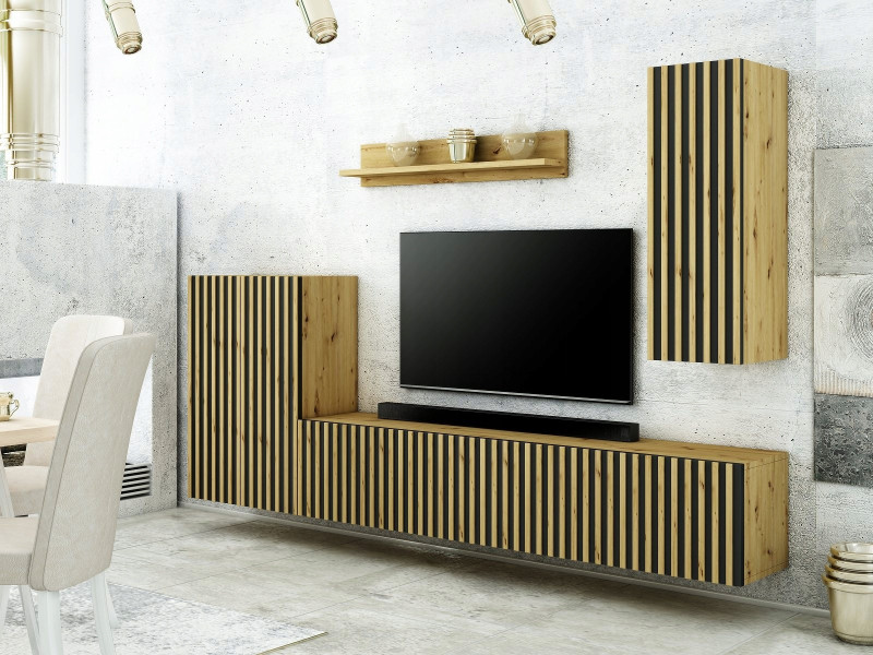 Zestaw Mebli Mebloscianka Loft Z Lamelami Trend-2 Dab Artisan