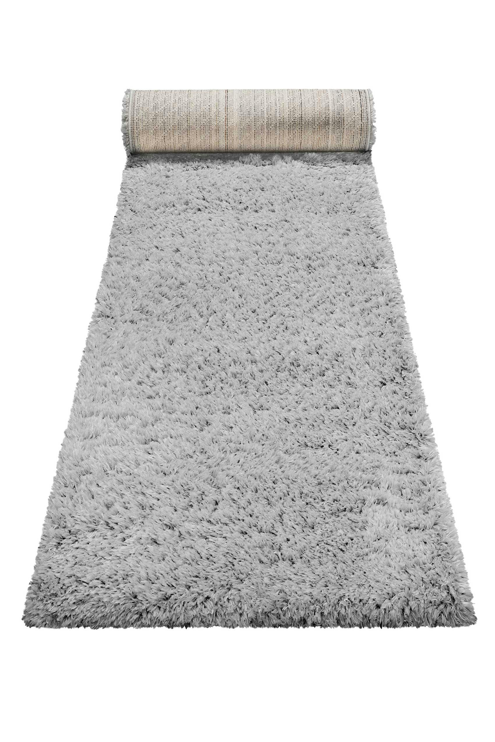 YOGI - Tapis de couloir uni gris issu à 100% de matière recyclée 80x400