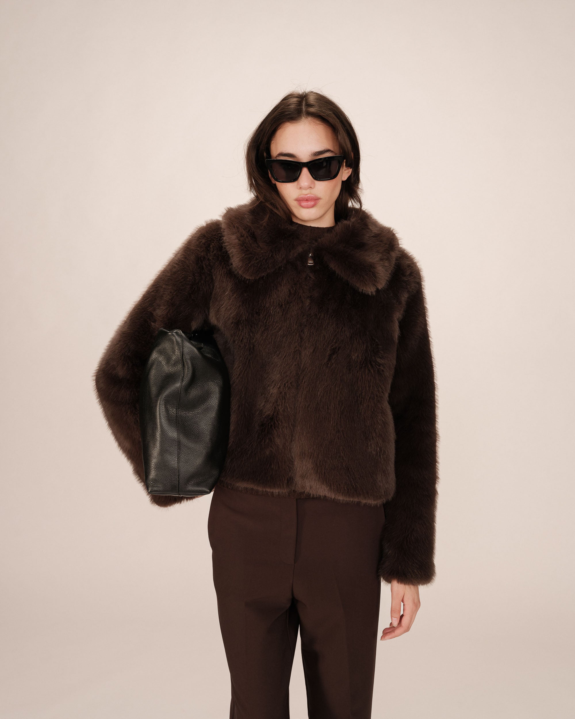 Manteau fausse fourrure chocolat Shonna