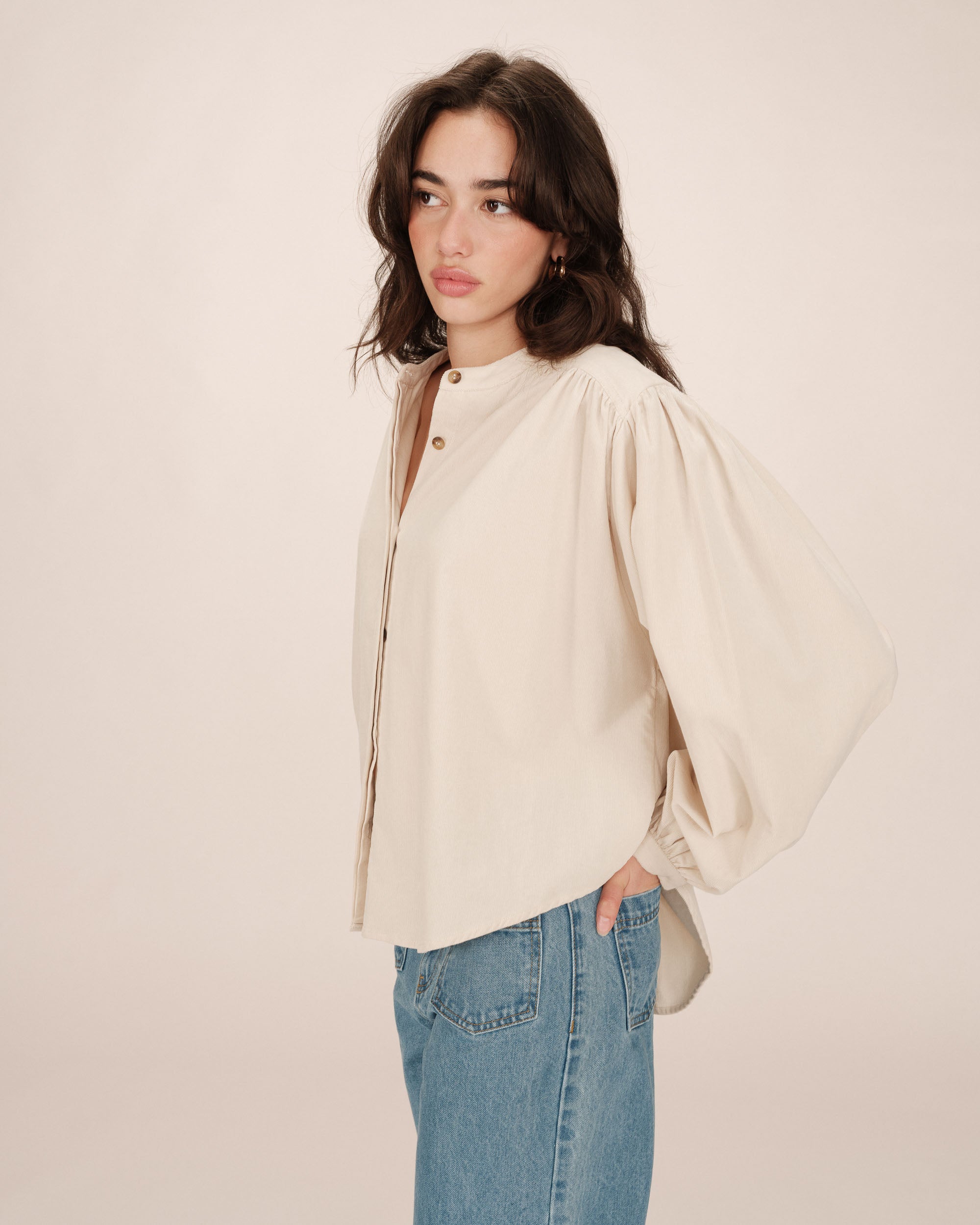 Blouse oversize velours ecru Suri