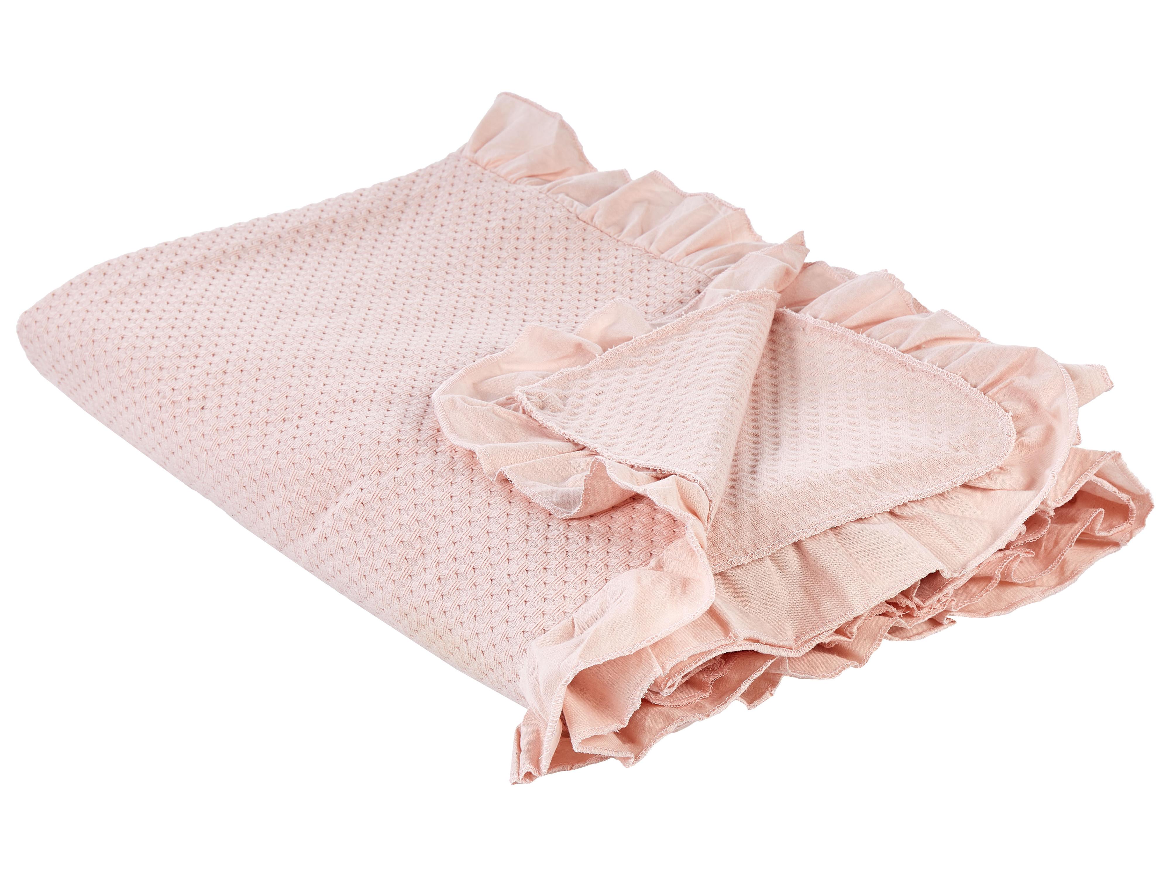 Bedspread HATTON Cotton 200 x 220 cm Pastel Pink