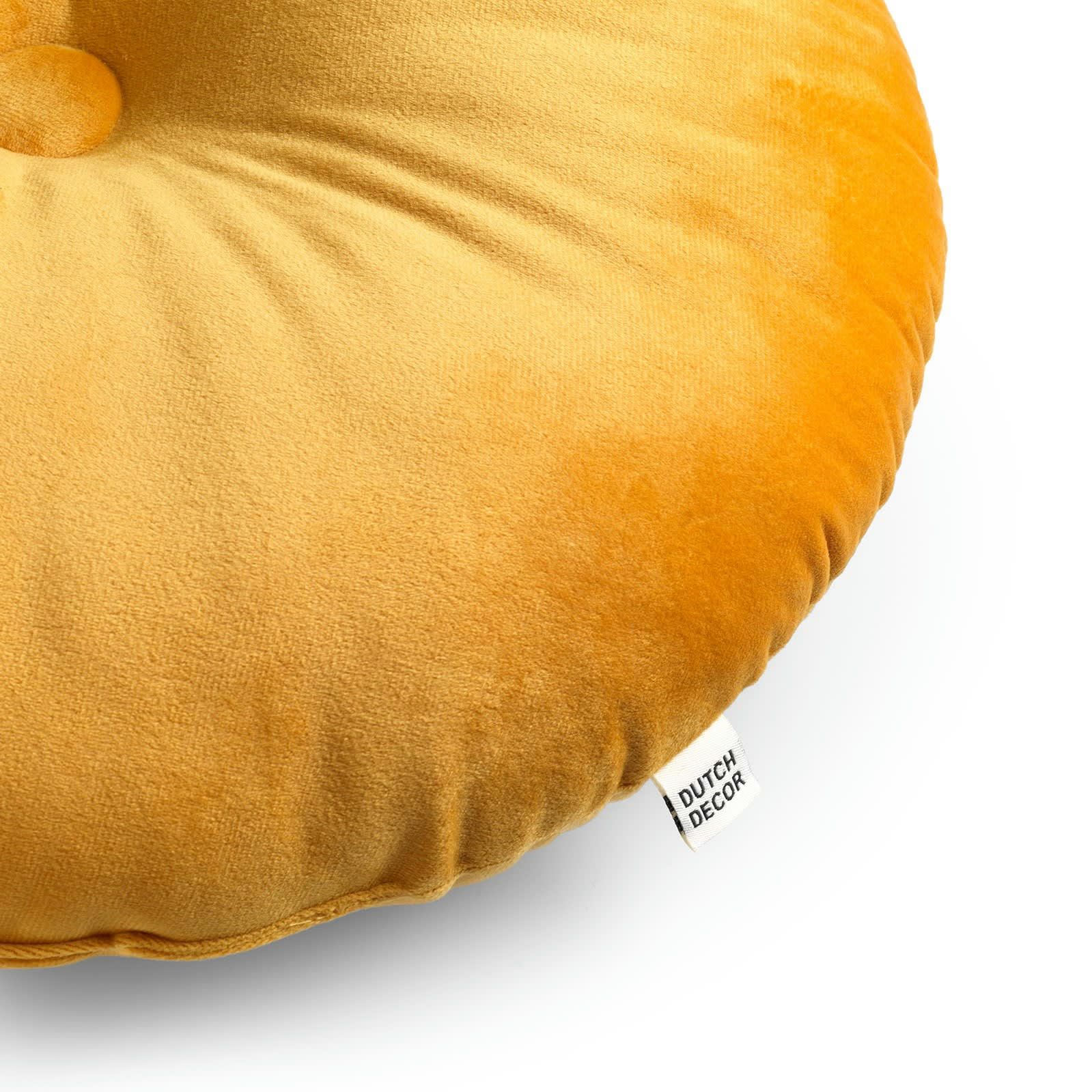 OLLY - Coussin rond jaune en velours 40 cm uni
