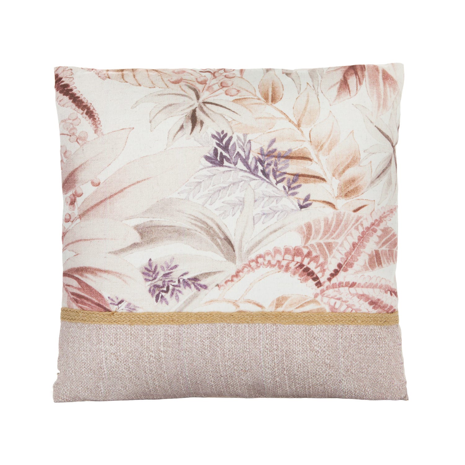 Cuscino divano 45x45 cm foglie beige