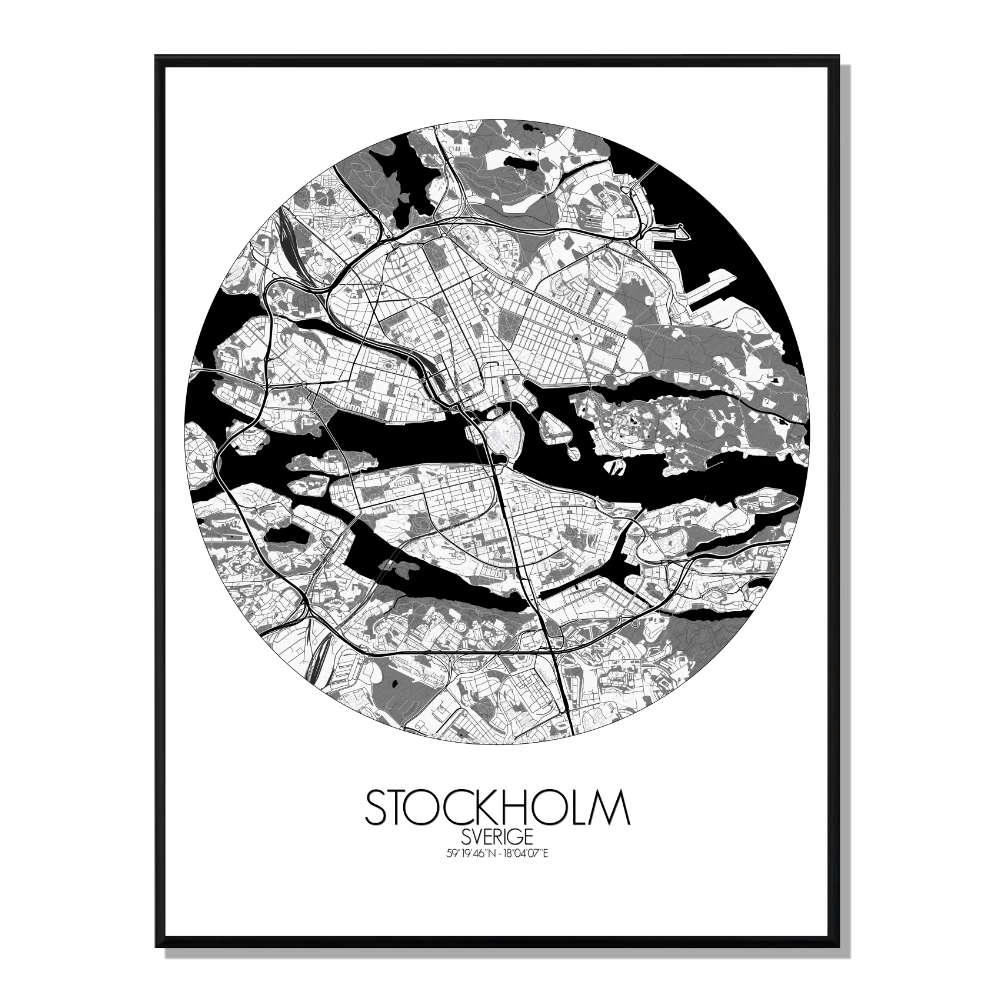 - Affiche Stockholm Carte ronde 40x50