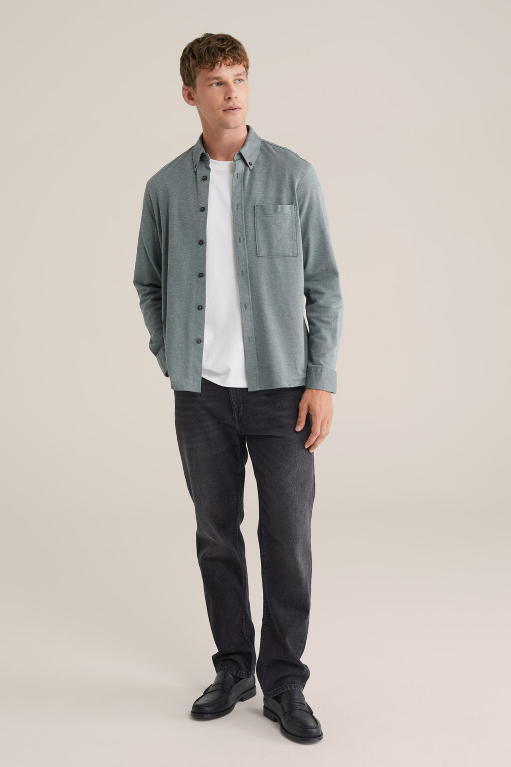 Heren regular fit gebreid shirt