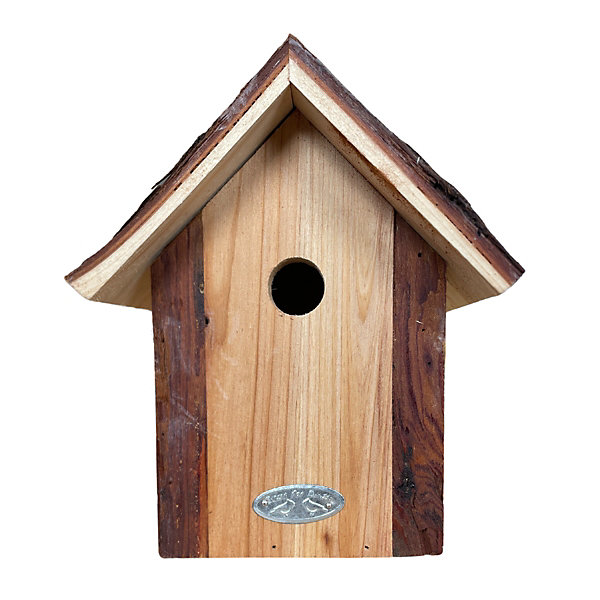 Nichoir pour oiseaux avec toît en écorce Mésange bleue