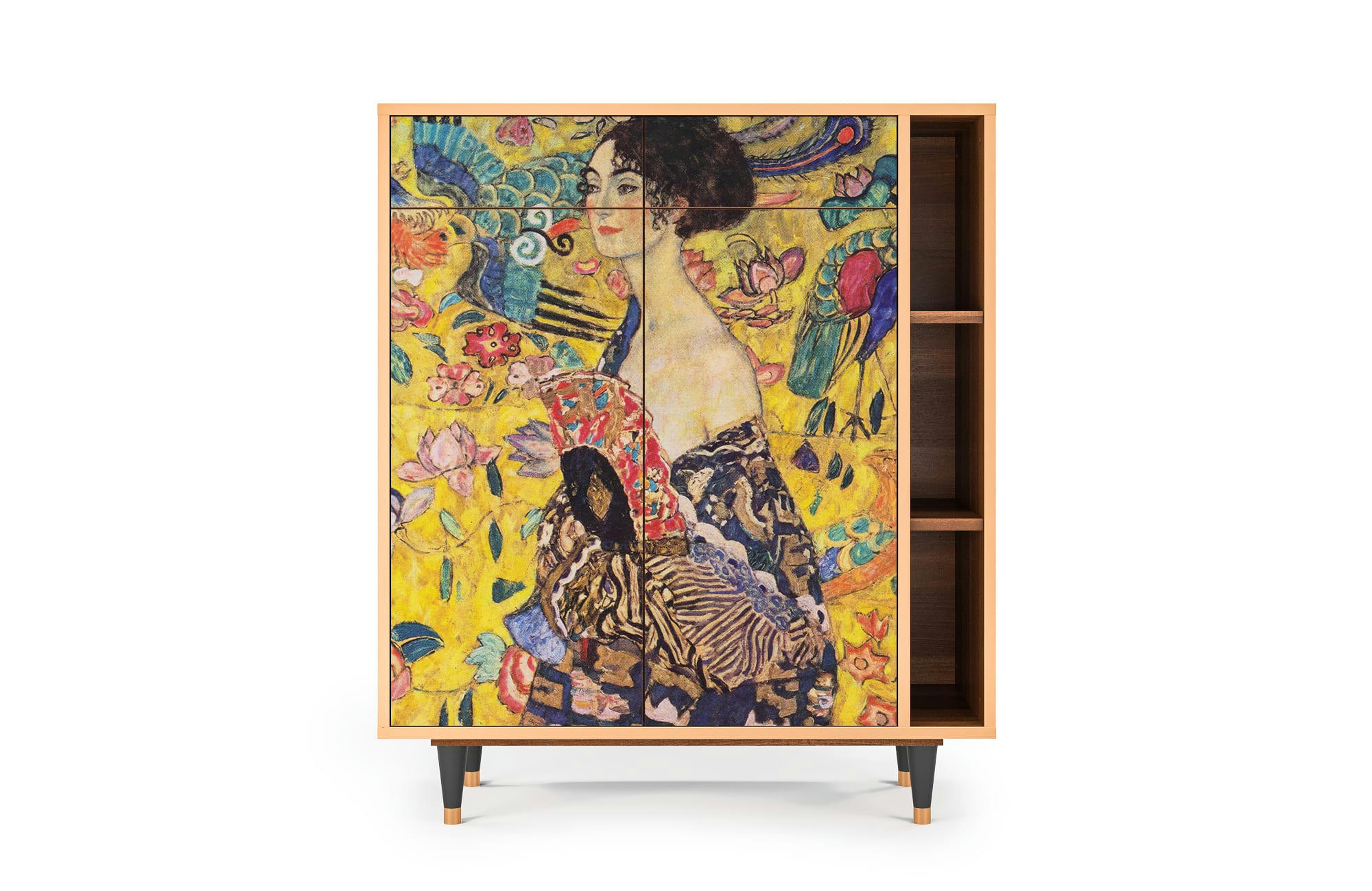 LADY WITH FAN BY GUSTAV KLIMT - Buffet  jaune 2 tiroirs et 2 portes L 94 cm