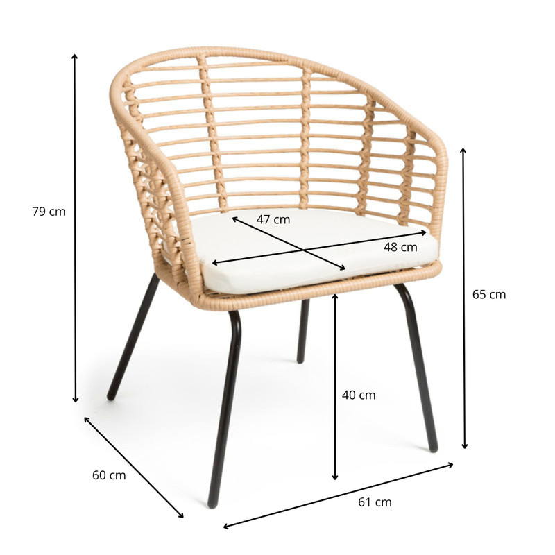 Tuinstoel Donna - naturel - 79x61x60 cm