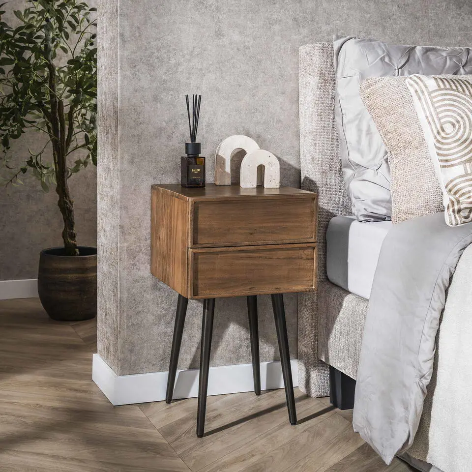 Nachtkastje Bruin Acaciahout - 35x35x61cm - Frame