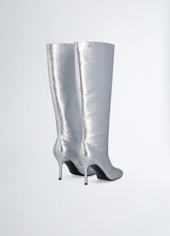 Stivali alti stampa coccodrillo