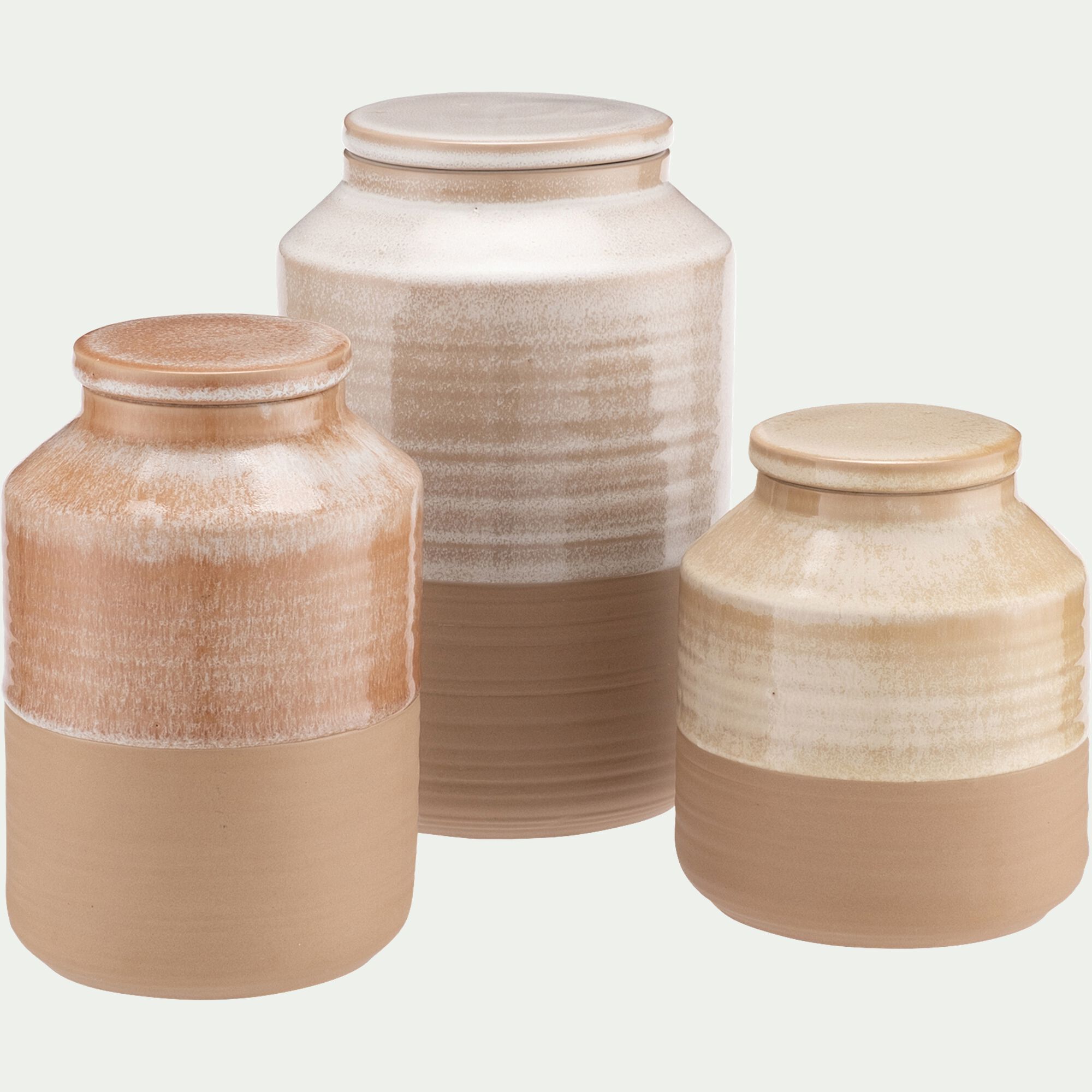 BOCARA - Bocal avec couvercle 1L en grès - beige