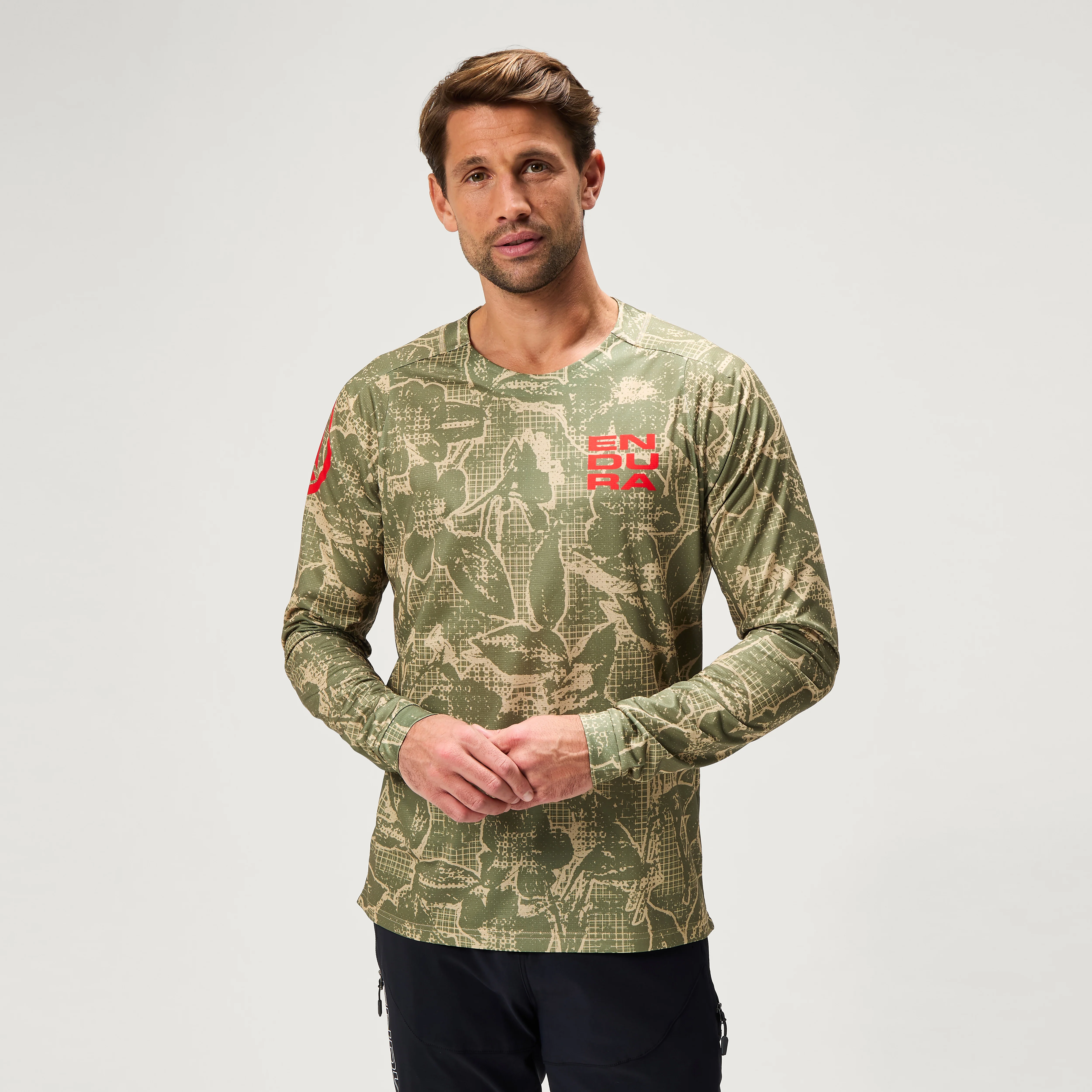 Men's Ltd Grid Floral L/S Tee - Tweed Green