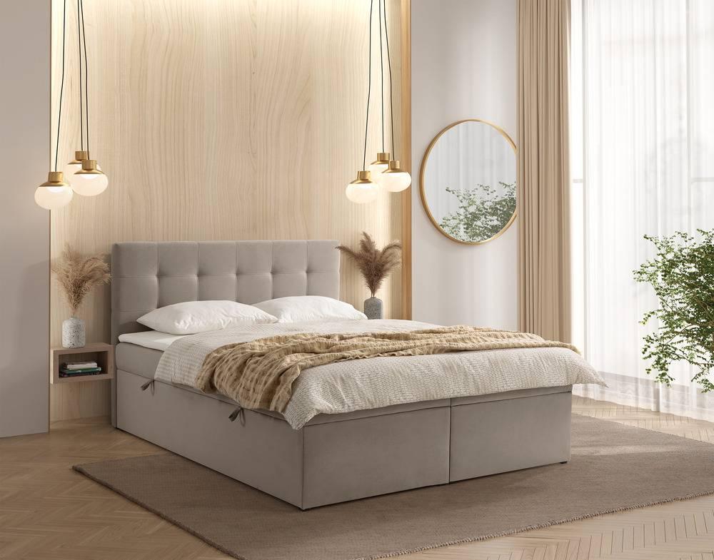 Boxspring Rodez velvet met opbergruimte en topper 140 x 200 cm