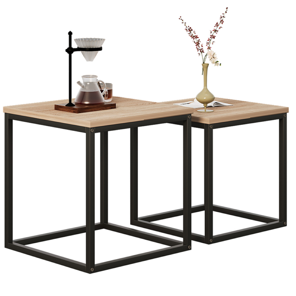 Stolik kawowy ława stół zestaw stolików 2w1 elegancki jasny brąz 50cm