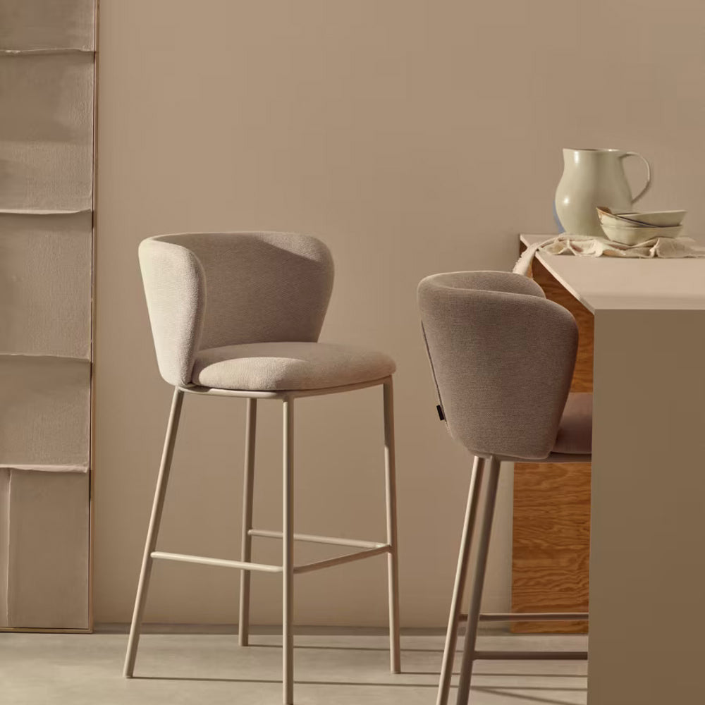 Kave Home Ciselia Barkruk - H 65 cm - Beige / Beige