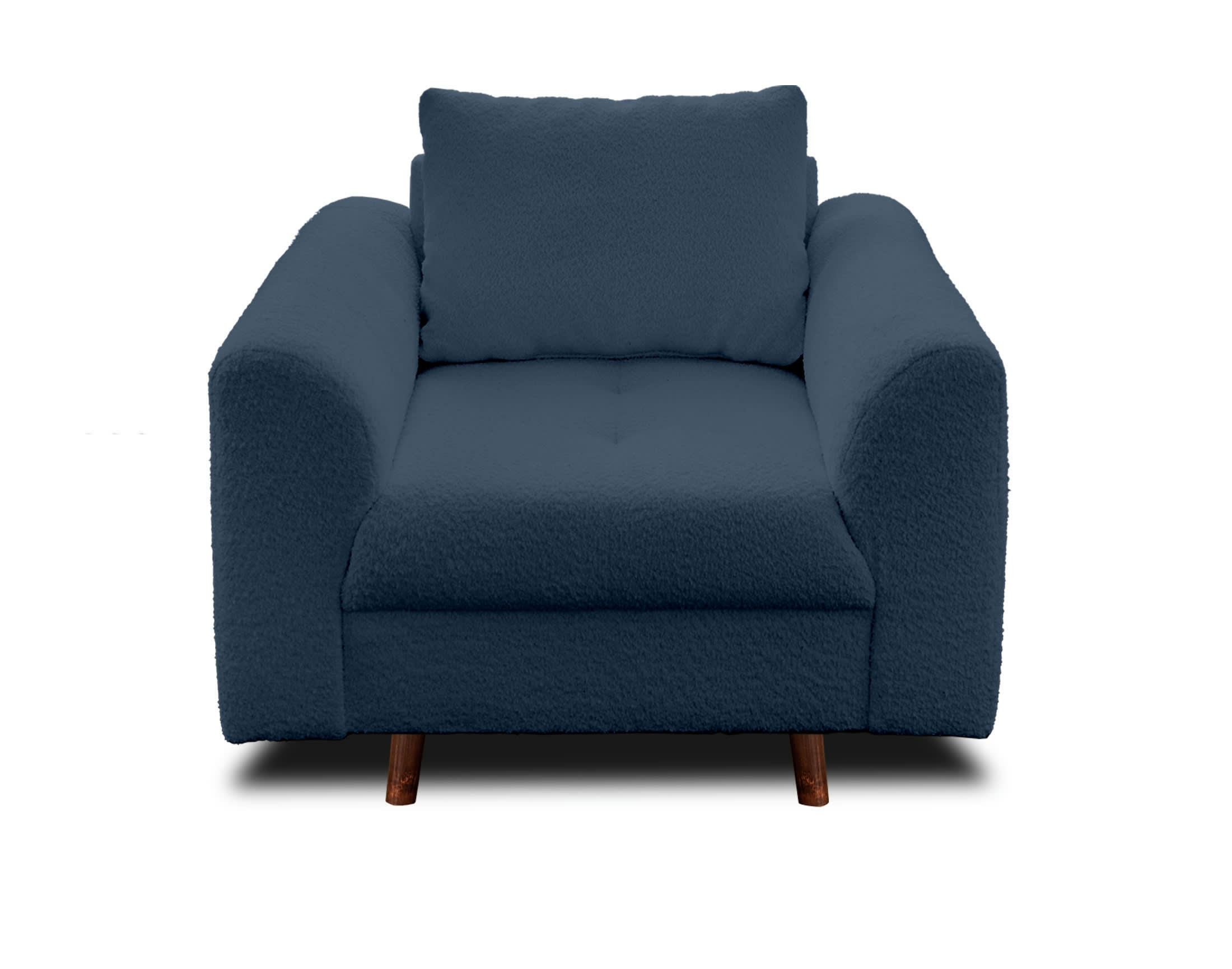 RUNE - Fauteuil en tissu bouclette bleu nuit