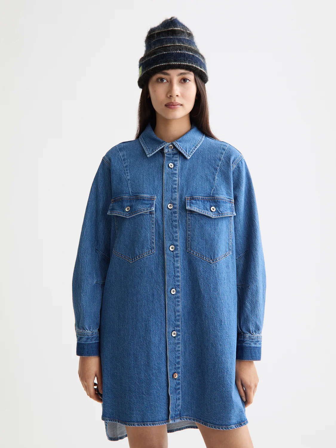 Washed Denim Mini Shirtdress — Art From The Heart