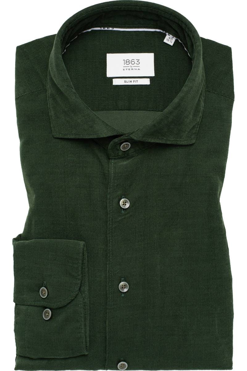 ETERNA 1863 Slim Fit Cordhemd grün, Einfarbig