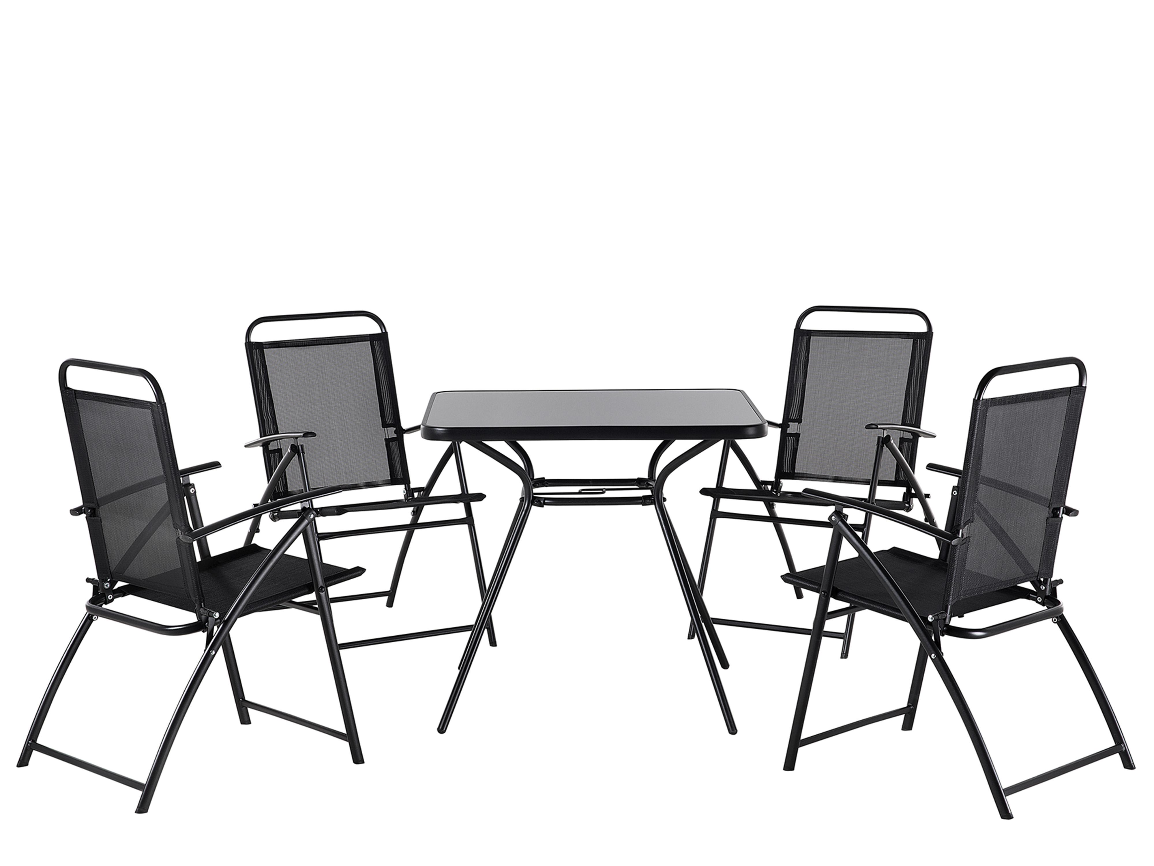 Garden Dining Set 6 Seater LIVO Metal Black