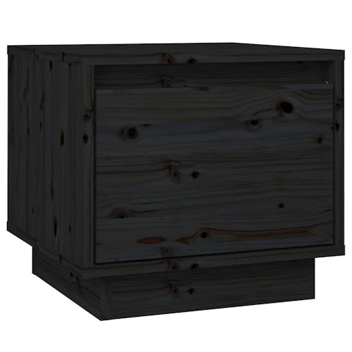 NNEVL Bedside Cabinets 2 pcs Black 35x34x32 cm Solid Wood Pine