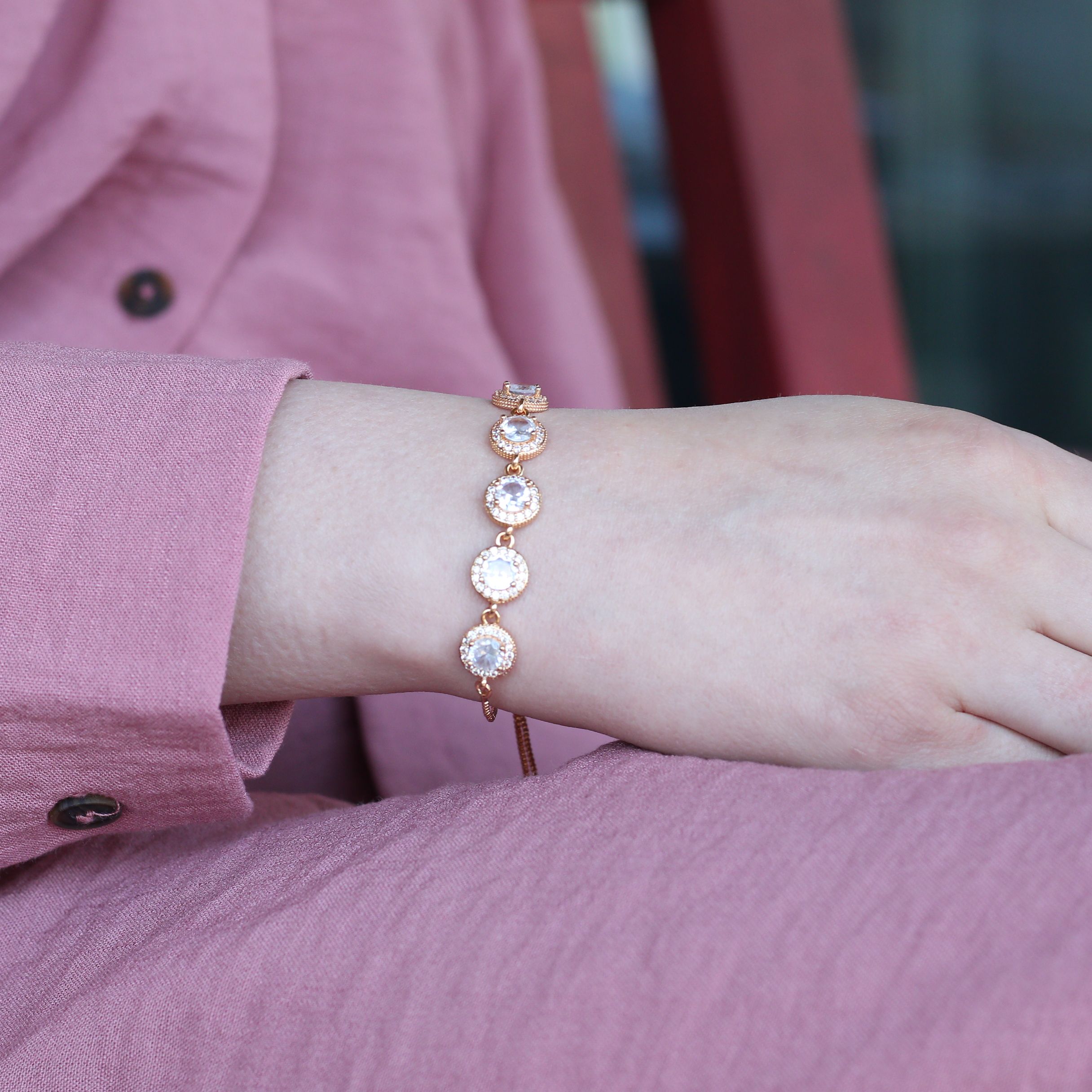 The Colourful Aura Large Round Zircon Adjustable Sliding Bracelet