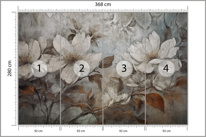Fototapeta Kwiaty Na Betonie W Stylu Vintage 368x280cm
