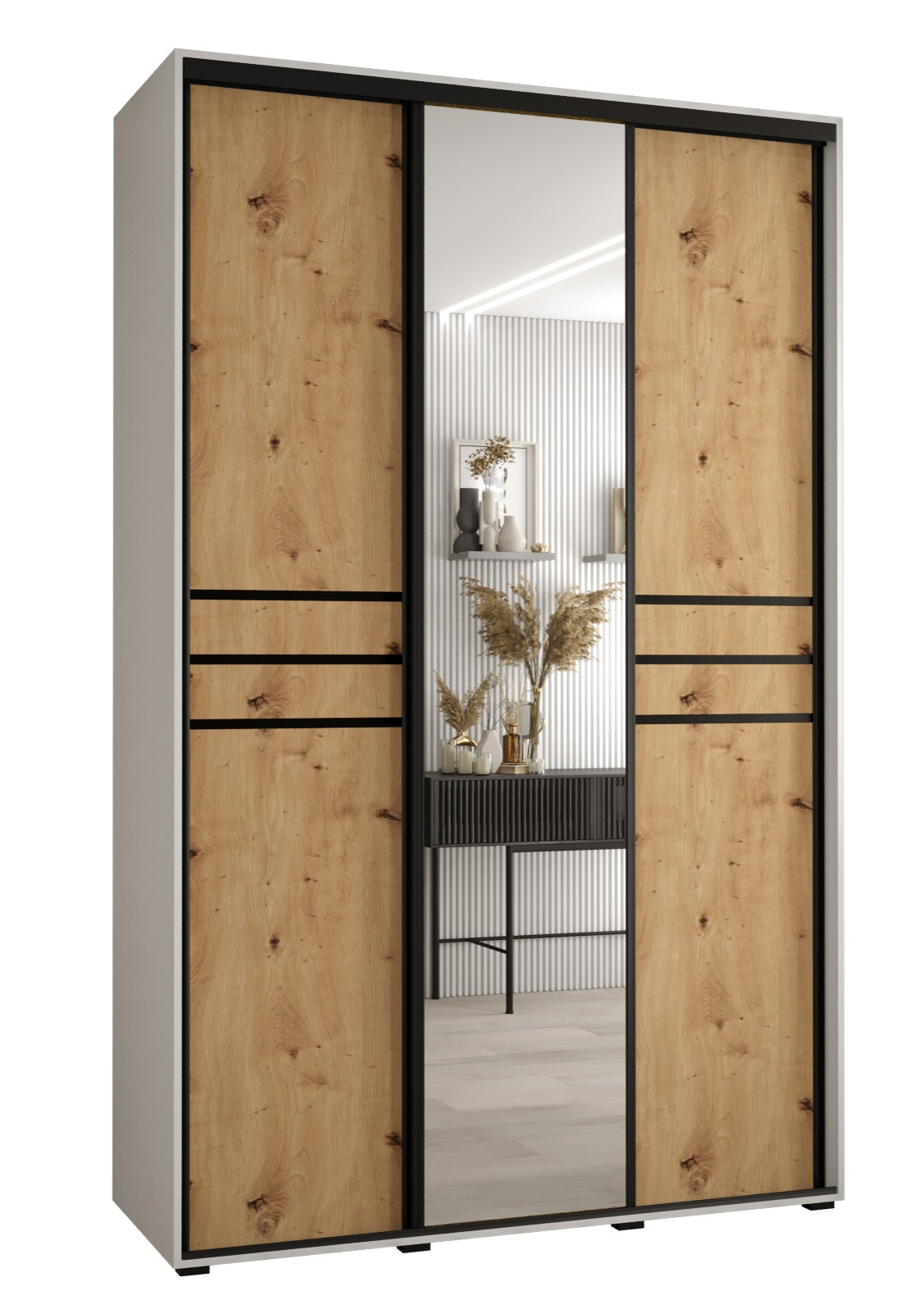 Szafa przesuwna 45 wysoka Davos 11 160 biały artisan czarny