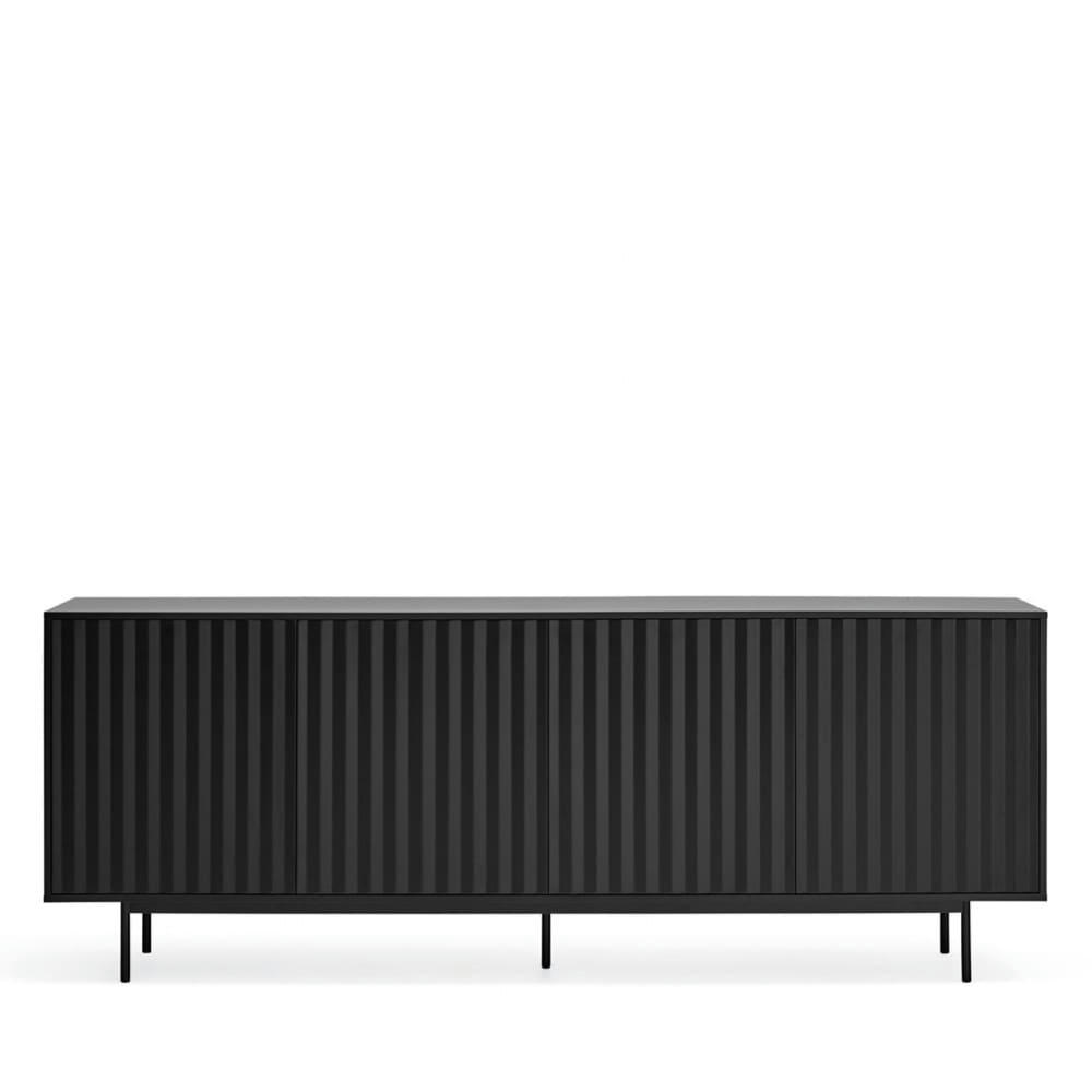SIERRA - Buffet en bois 4 portes 3 tiroirs L211cm noir
