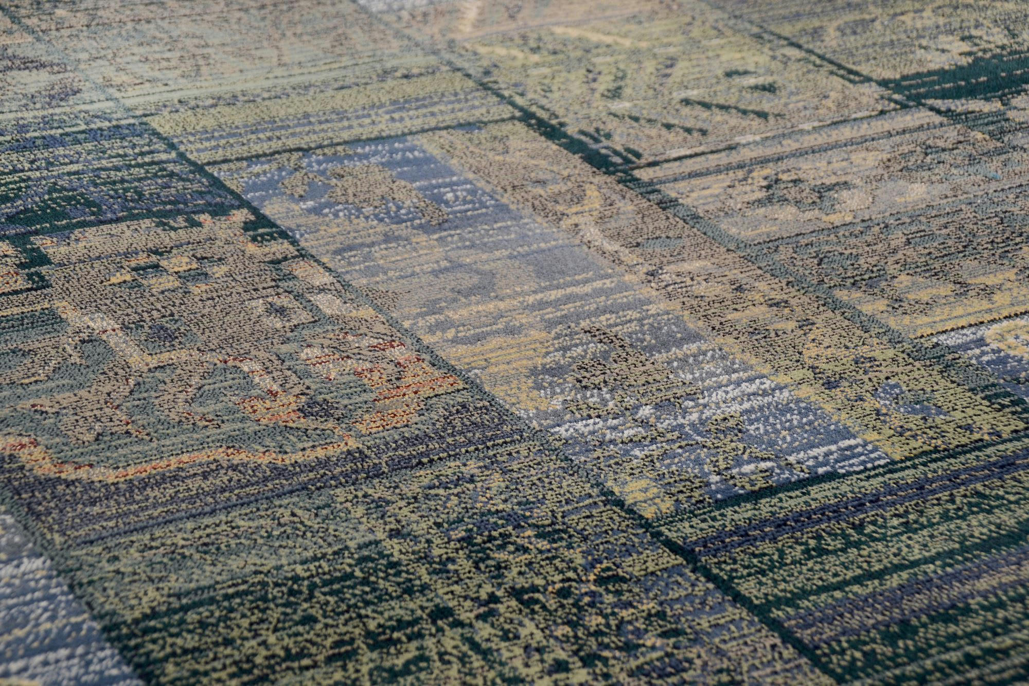 GABIRO - Tapis vintage patchwork tissé machine - Bleu 60x90 cm