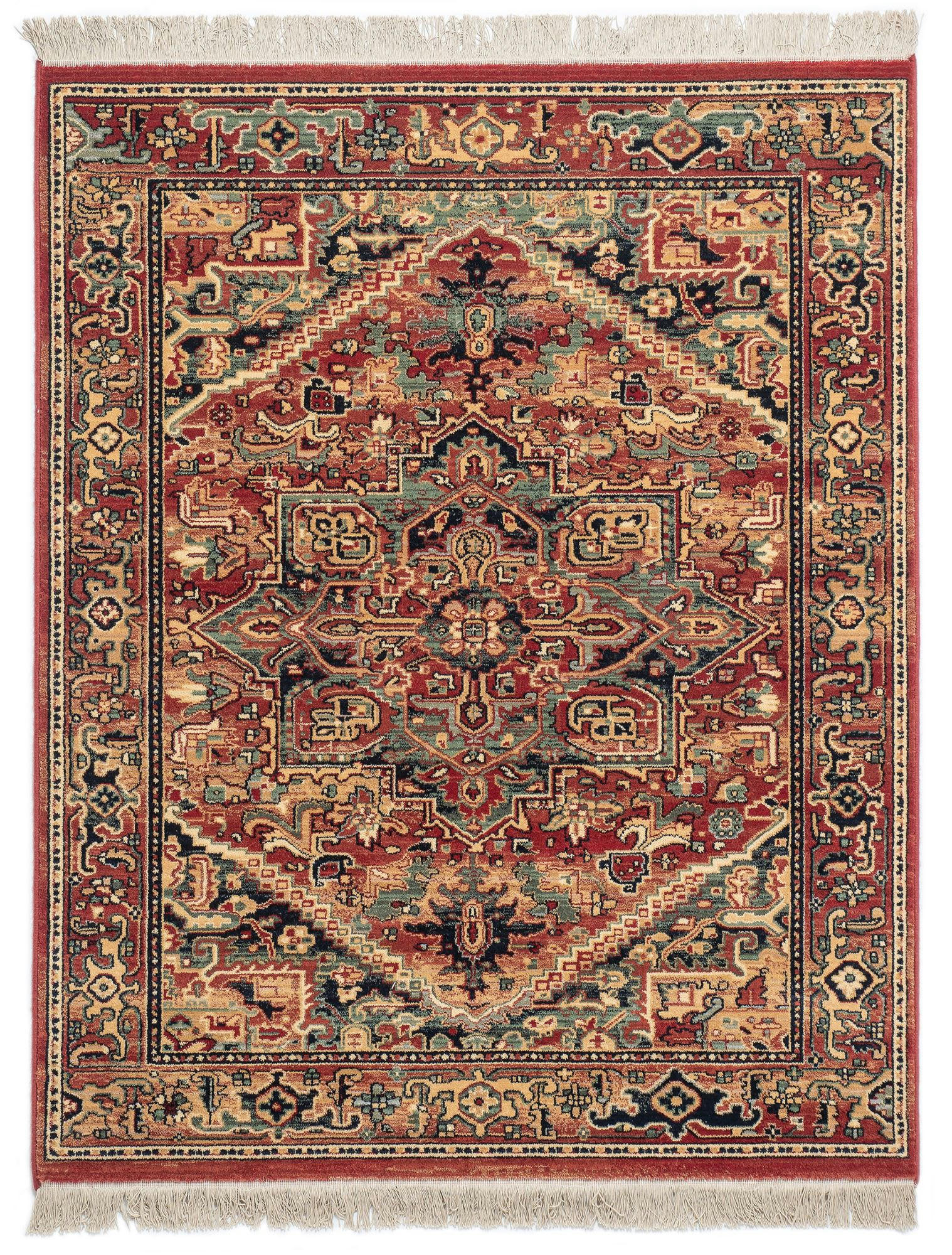 SAHARNA - Tapis d'orient tissé - à franges Rouge 080x145 cm
