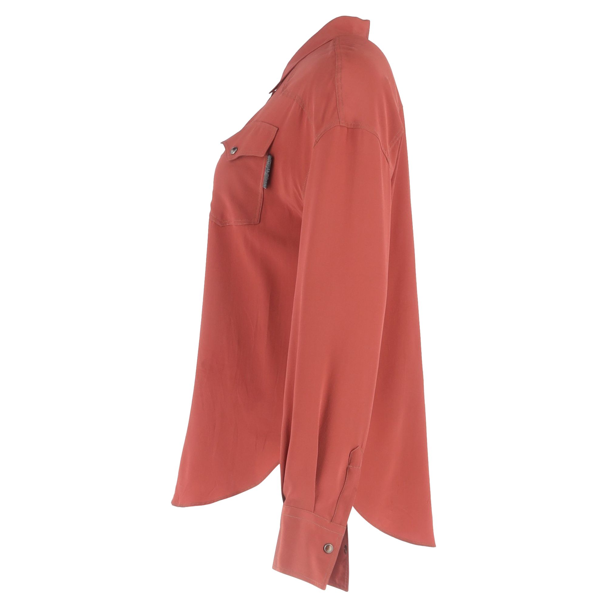 Brunello Cucinelli Preloved Crepe de Chine Shirt Red Silk