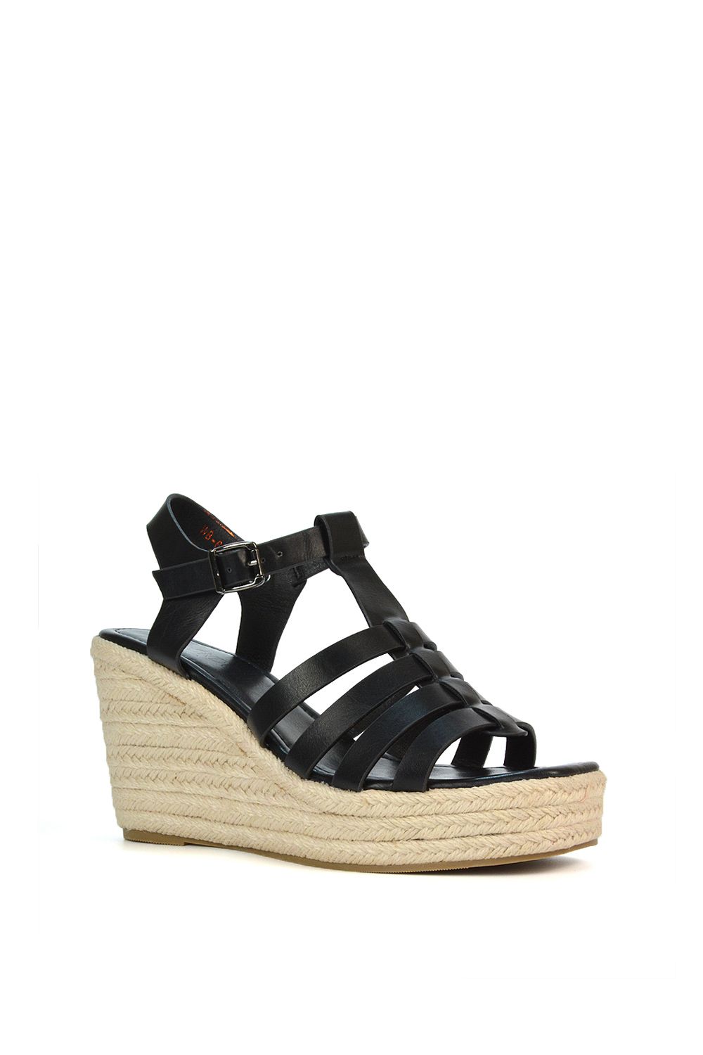 XY London Remi' Wedge Heel Platform Espadrille Square Toe Sandals