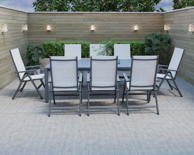 Frankie-Jette 9 Piece Dining Setting - Gunmetal Grey