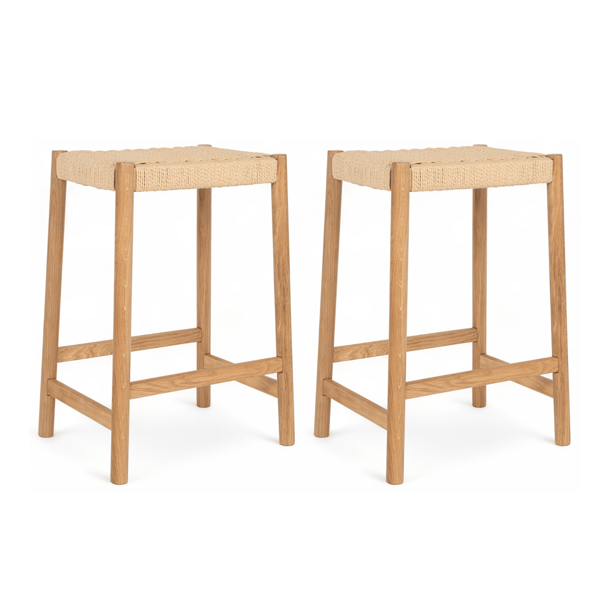 Furnhouse barkruk Ida - Natuurlijk eikenhout - Set van 2
