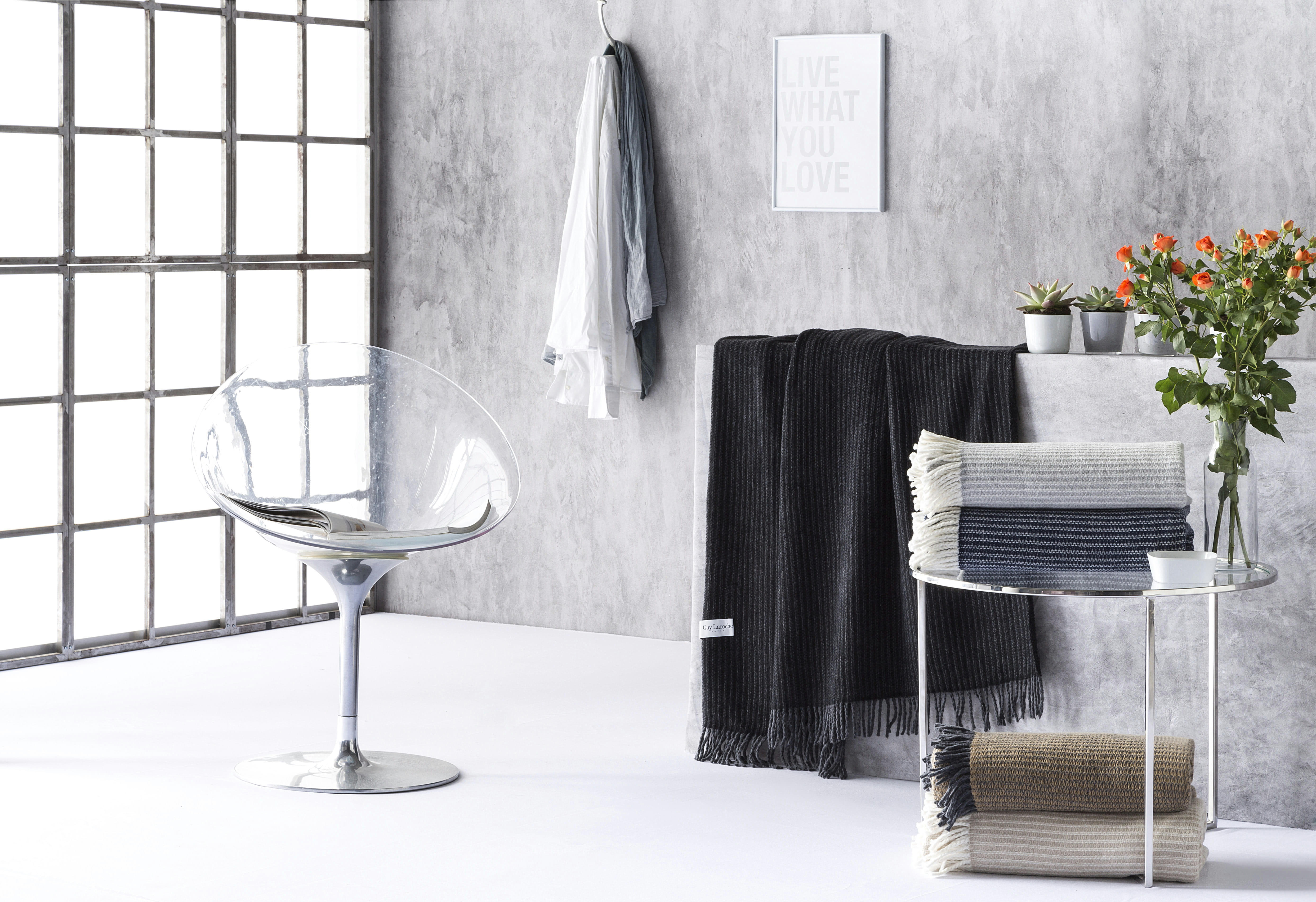 JURA - Plaid en coton gris 130x170