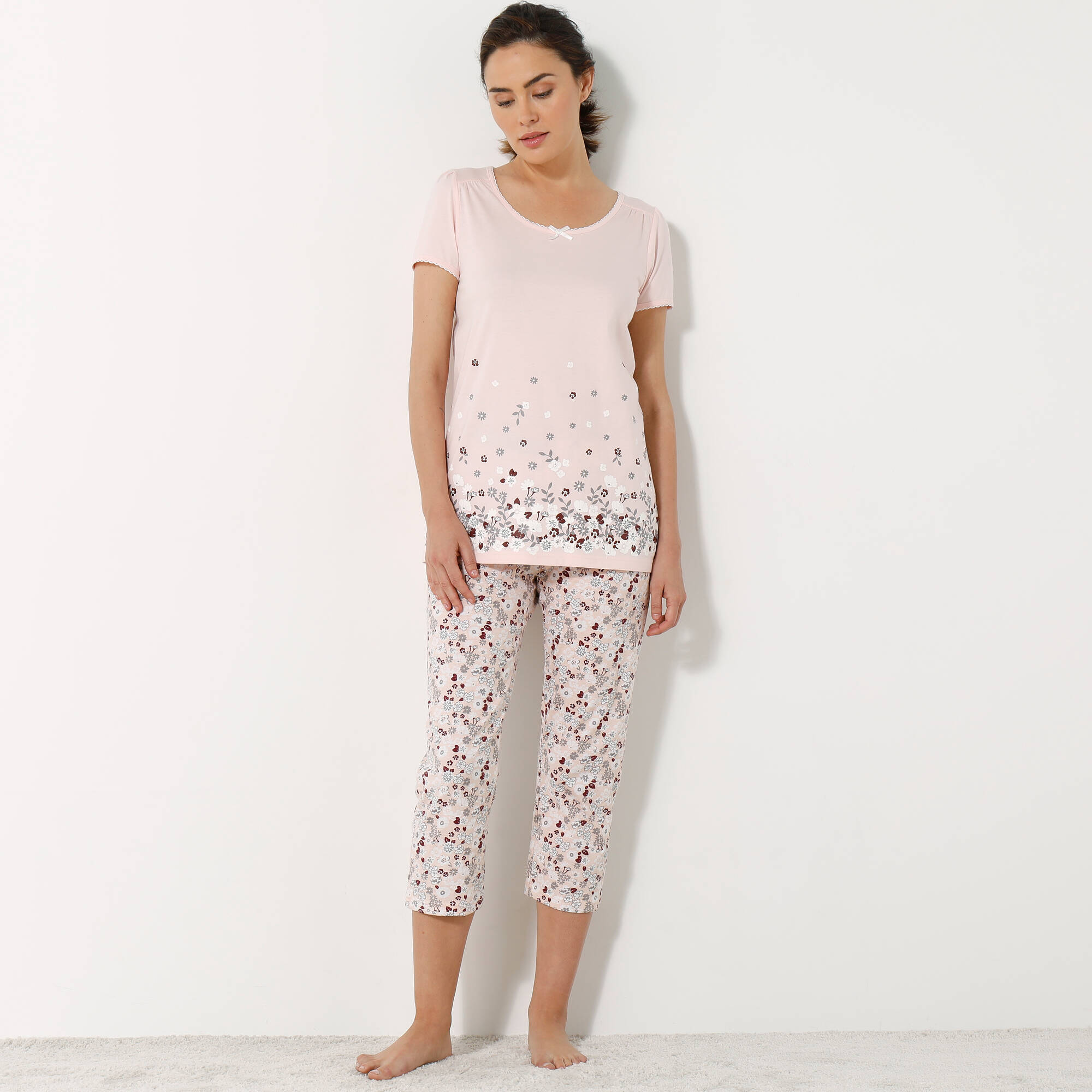 T-shirt imprimé fleurs - manches courtes