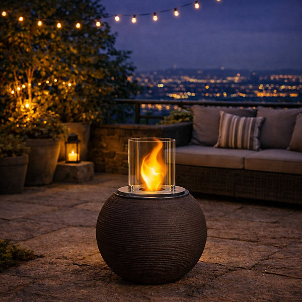 Brasier de jardin cheminée au bioéthanol pour intérieur et extérieur BOTTICELLI Terra Brown d.40xh54