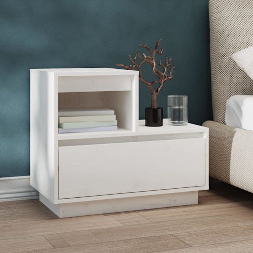 NNEVL Bedside Cabinets 2 pcs White 60x34x51 cm Solid Wood Pine