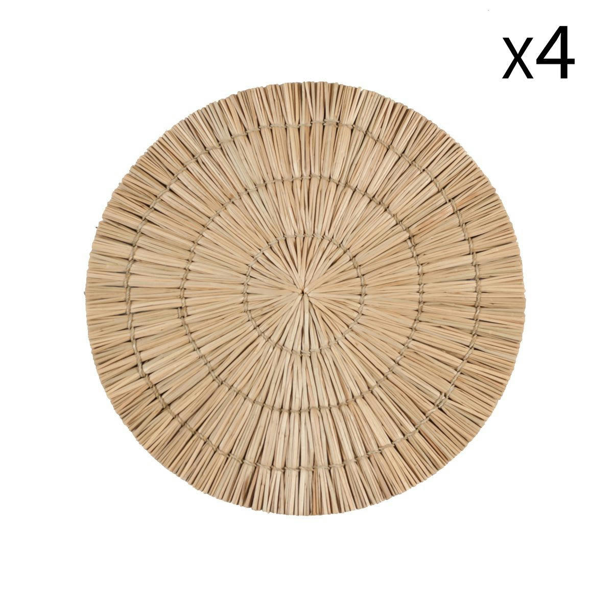 PAROS - Lot de 4 set de table en raphia Ø38cm