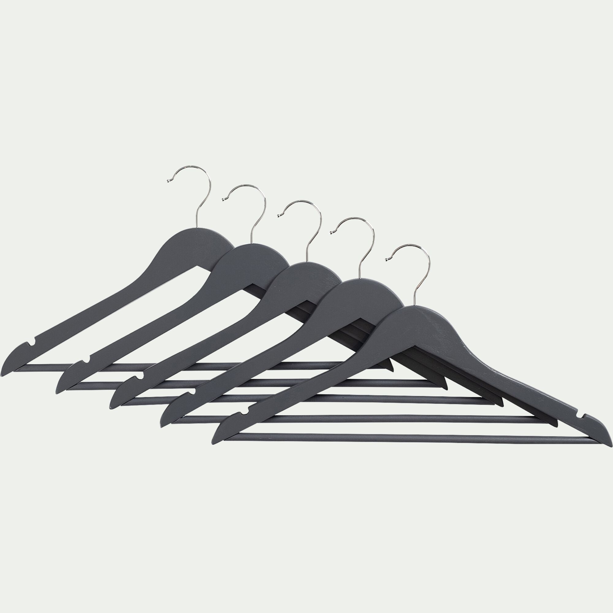 TAO - Lot de 5 cintres en bois - gris