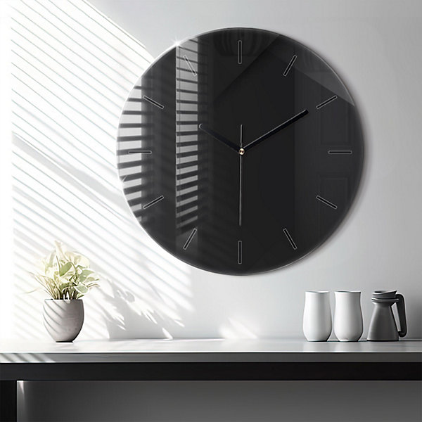 Horloge murale Wallfluent fi60 cm Aiguilles noires Motif mur sombre 1 pcs